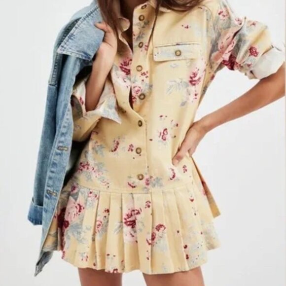 NWT $168 Free People Connor Printed Floral Mini Dress Size Small - Picture 2 of 15
